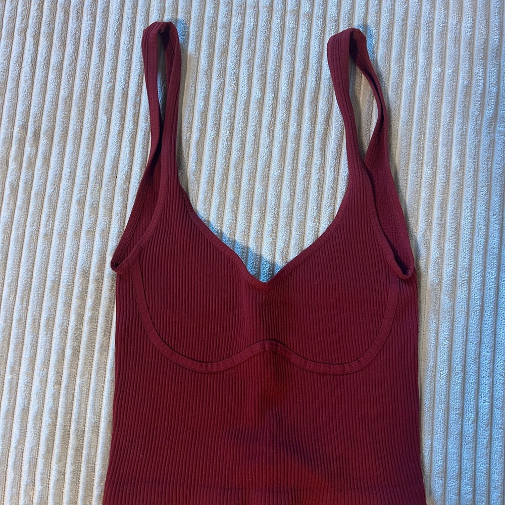 Free People Ribbed Red Bralette